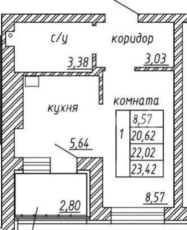 1-комнатная квартира: Светлогорск, Молодёжная улица, 17 (23.5 м) - Фото 0