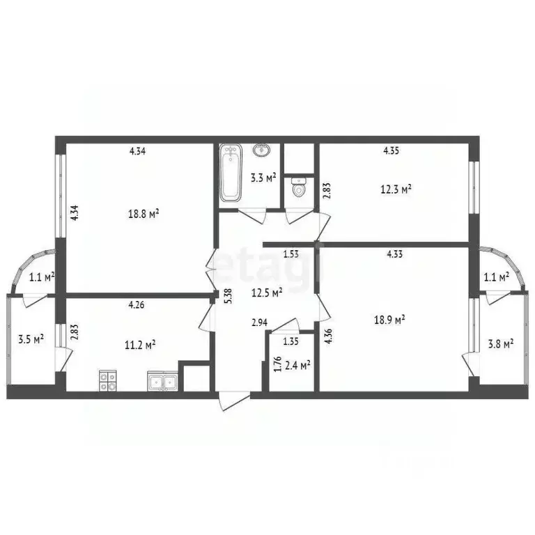 3-к кв. Московская область, Балашиха Авиаторов мкр, ул. Кожедуба, 4 ... - Фото 1