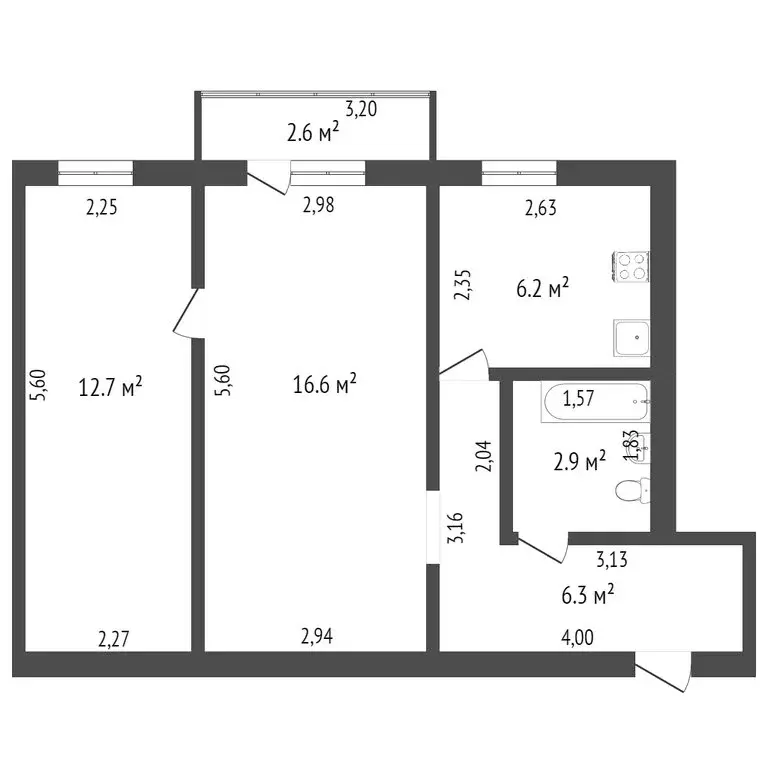 2-комнатная квартира: Стерлитамак, Революционная улица, 5А (41.7 м) - Фото 0