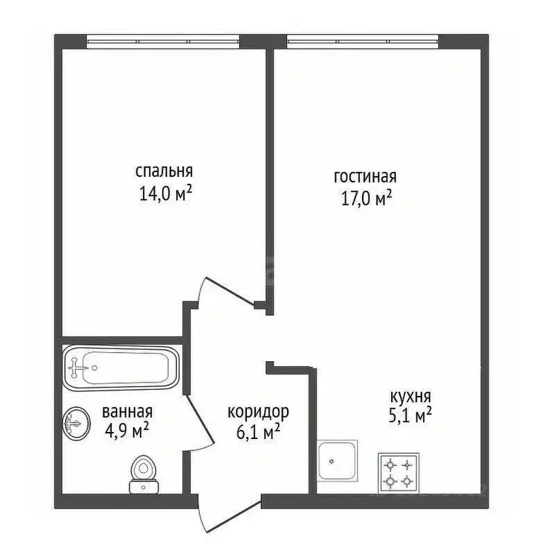 2-к кв. Башкортостан, Уфа ул. Рихарда Зорге, 17/2 (44.0 м) - Фото 1