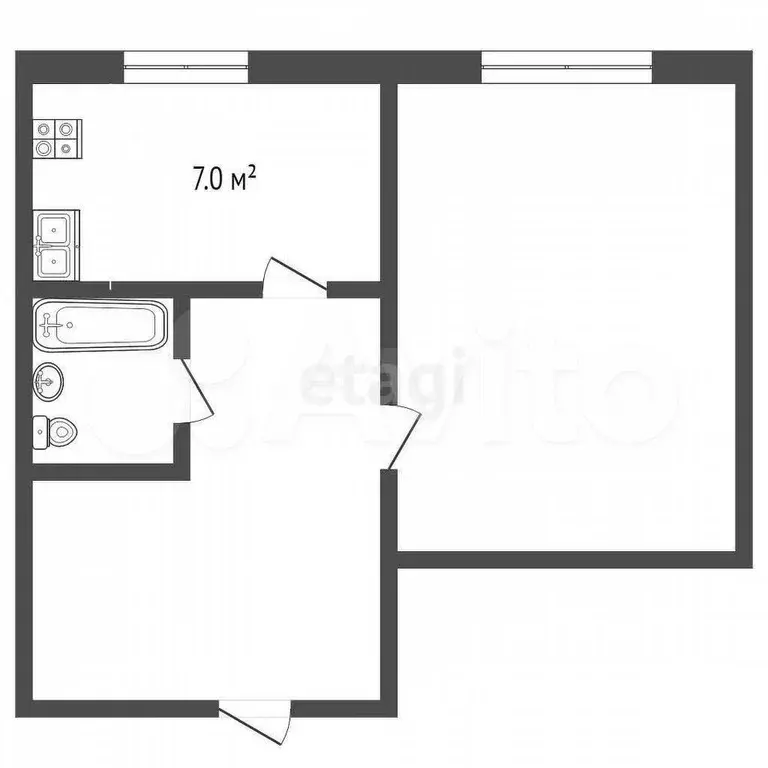 1-к. квартира, 32 м, 4/5 эт. - Фото 0