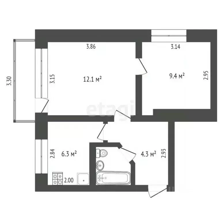 2-к кв. Ямало-Ненецкий АО, Новый Уренгой просп. Мира, 38 (34.7 м) - Фото 2
