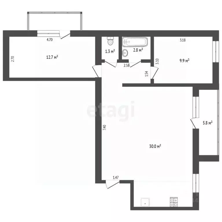 3-к кв. Тюменская область, Тюмень Профсоюзная ул., 17 (57.7 м) - Фото 2