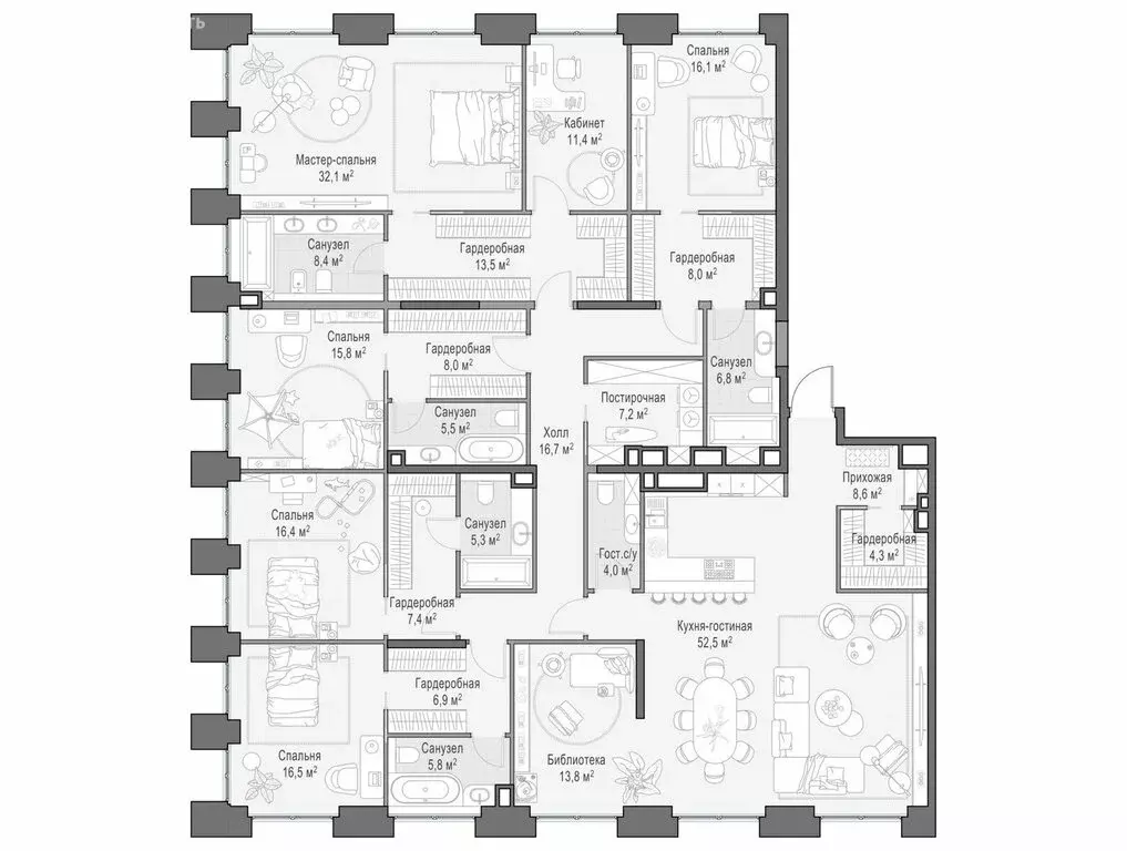 5-комнатная квартира: Москва, жилой комплекс Лайф Тайм (293.7 м) - Фото 1