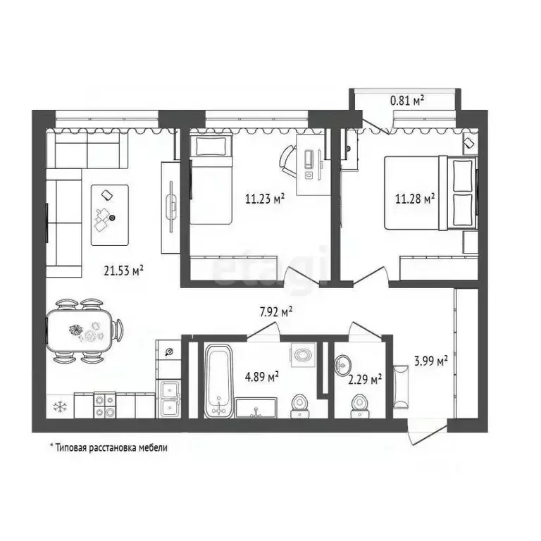 2-к кв. Тюменская область, Тюмень ул. Газовиков, 38 (80.2 м) - Фото 1