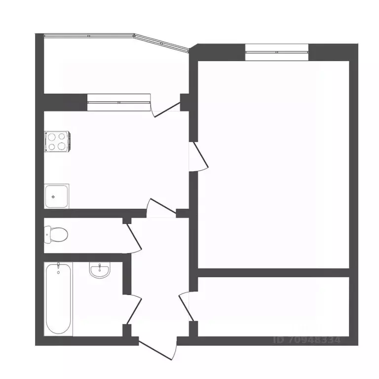 1-к кв. Тюменская область, Тюмень Широтная ул., 192 (43.0 м) - Фото 1