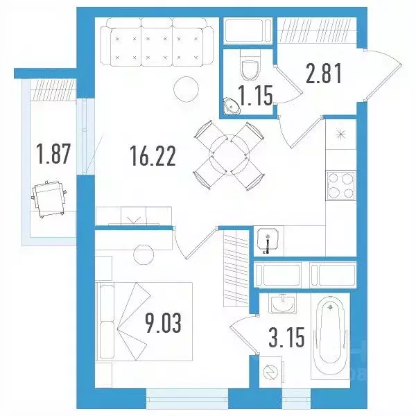 1-к кв. Санкт-Петербург ул. Маршала Казакова, 62к1 (32.92 м) - Фото 0