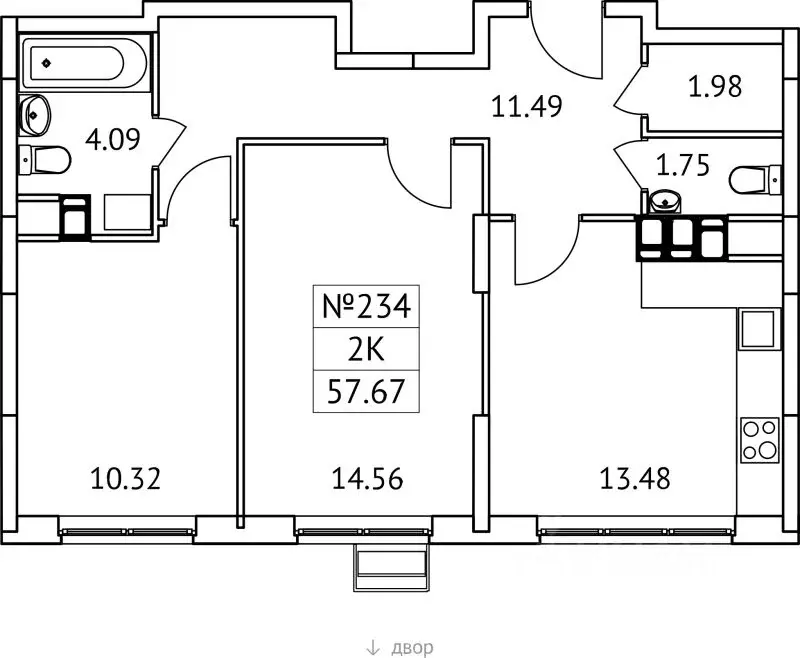 2-к кв. Московская область, Люберцы городской округ, Томилино пгт, ... - Фото 1