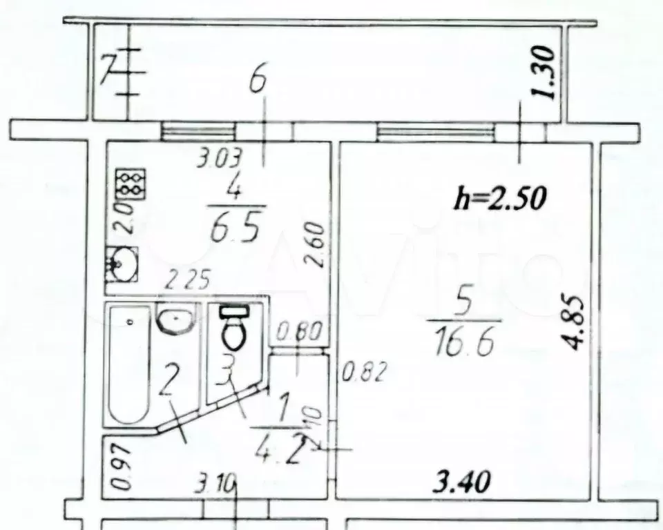 1-к. квартира, 39,3 м, 2/7 эт. - Фото 0