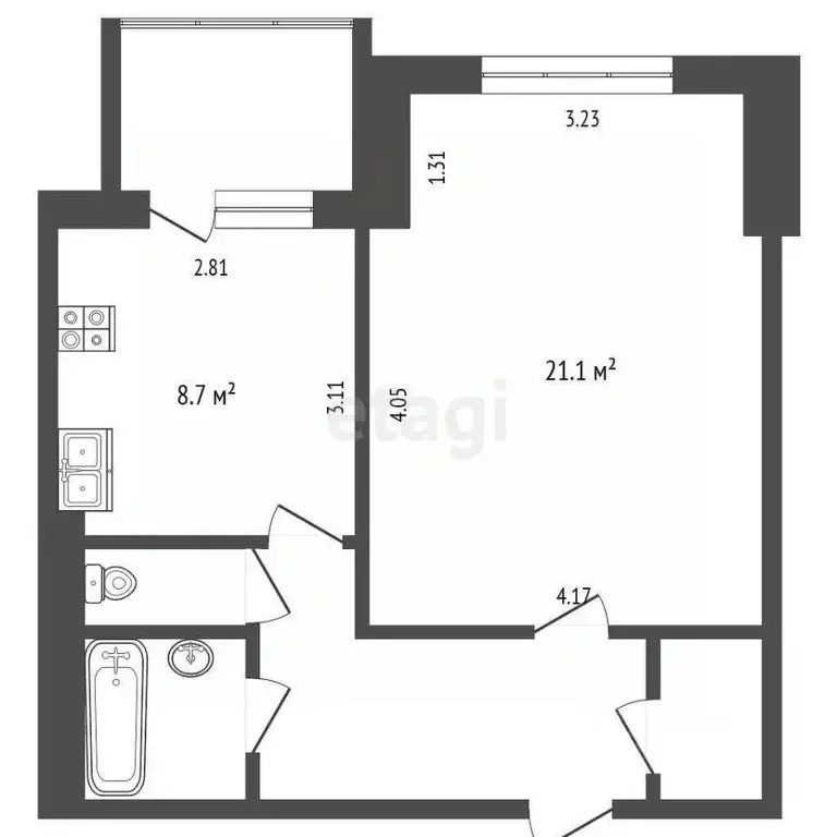 1-к кв. Ханты-Мансийский АО, Сургутский район, пос. Нижнесортымский ... - Фото 1