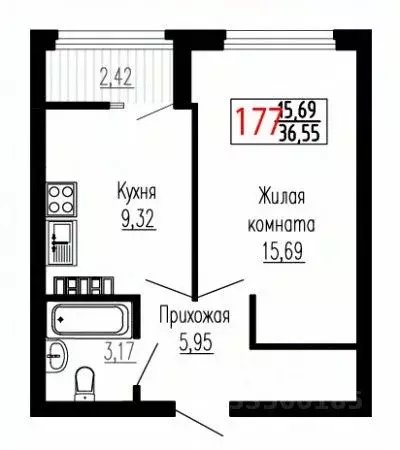 1-к кв. Свердловская область, Екатеринбург ул. Лыжников, 3 (36.4 м) - Фото 0