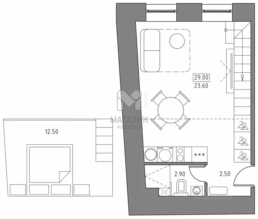 Студия Санкт-Петербург Рижский просп., 70 (29.0 м) - Фото 0