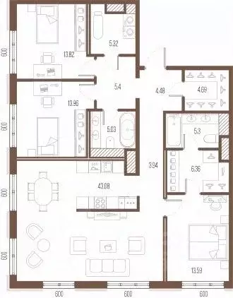 3-к кв. Санкт-Петербург ул. Стахановцев, 1 (124.97 м) - Фото 0