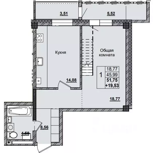 1-к кв. Саха (Якутия), Якутск ул. Красильникова, 5 (71.58 м) - Фото 0