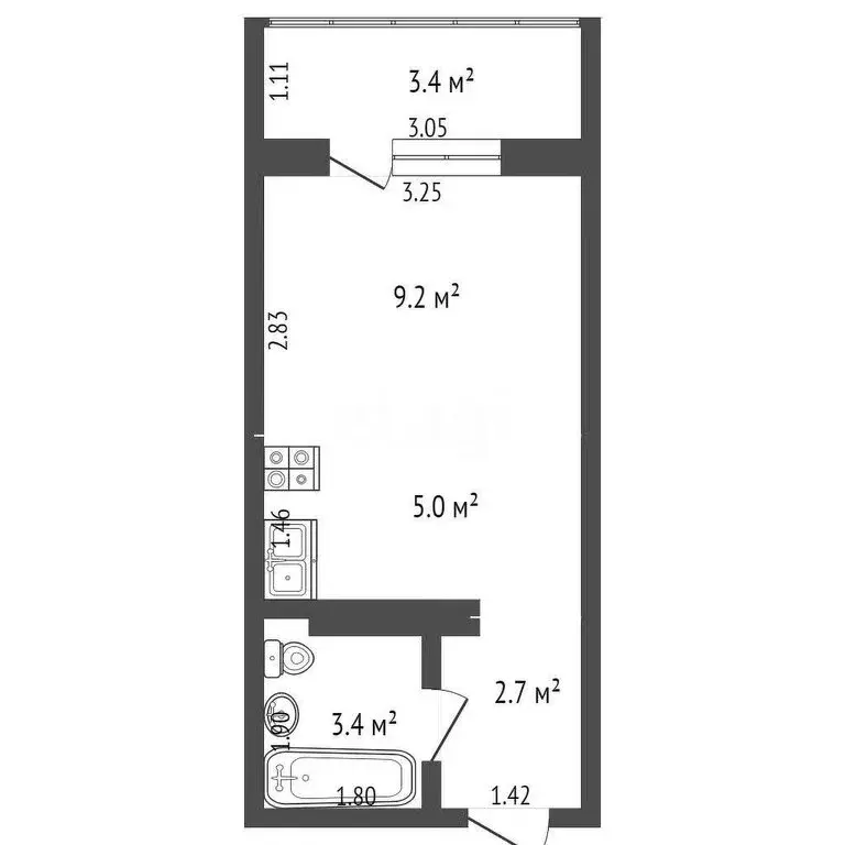 Квартира-студия: Оренбург, Уральская улица, 2/19 (23.7 м) - Фото 0