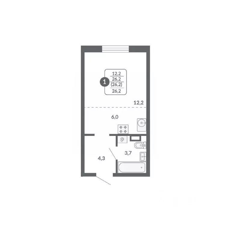 Студия Кировская область, Киров ул. Пушкина, 25 (26.2 м) - Фото 1