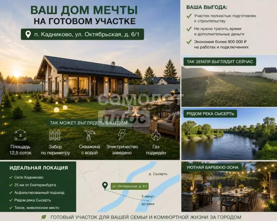 Участок в Свердловская область, Сысертский муниципальный округ, ... - Фото 1