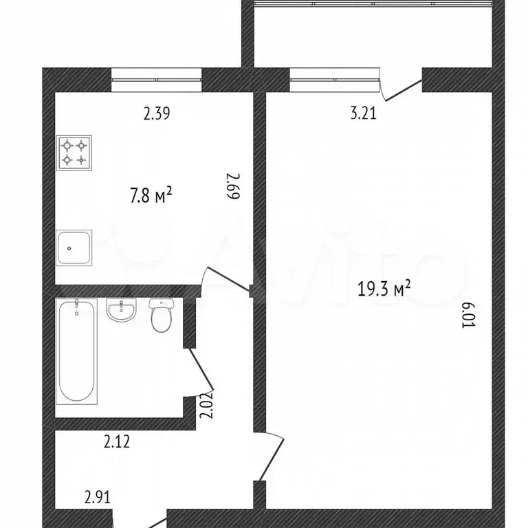 1-к. квартира, 36 м, 3/5 эт. - Фото 0