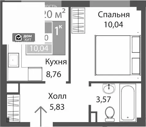 1-комнатная квартира: Мирное, Учительская улица, 1 (28.2 м) - Фото 1