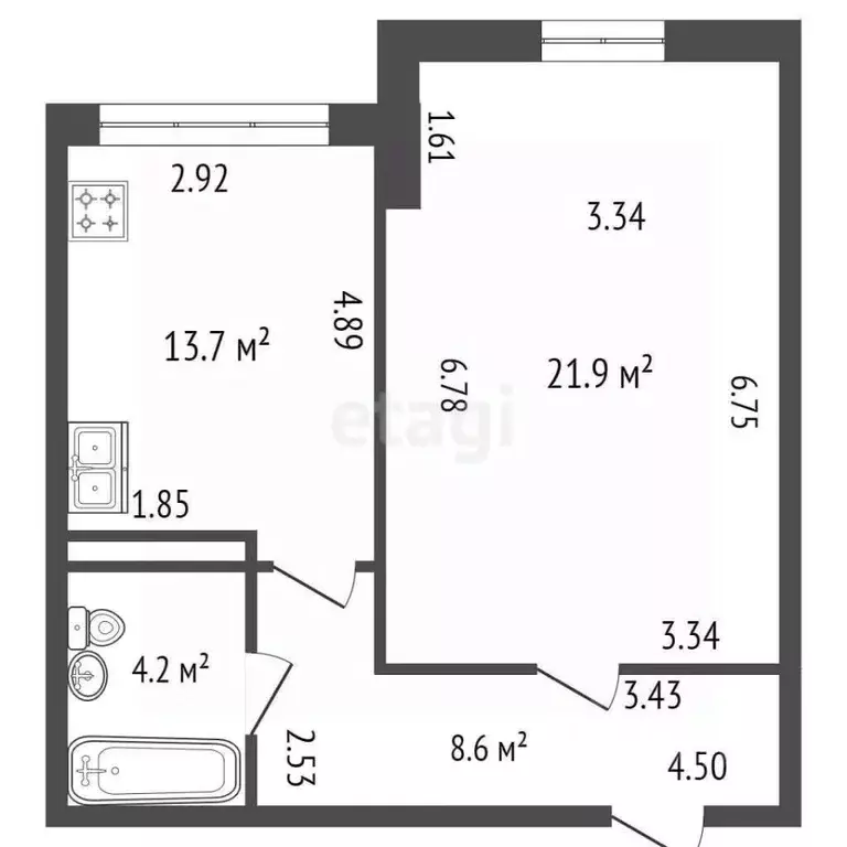 1-к кв. Санкт-Петербург Московский просп., 183-185 (48.4 м) - Фото 2