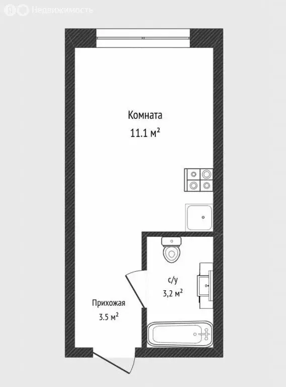 Квартира-студия: Тюмень, Интернациональная улица, 199к9 (17.74 м) - Фото 0