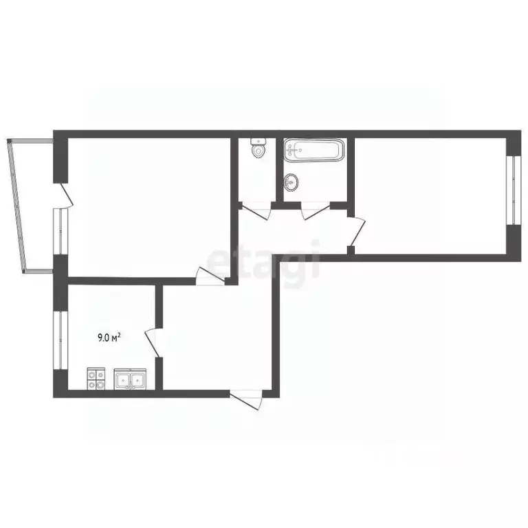 2-к кв. Ханты-Мансийский АО, Сургут проезд Дружбы, 11 (52.7 м) - Фото 2