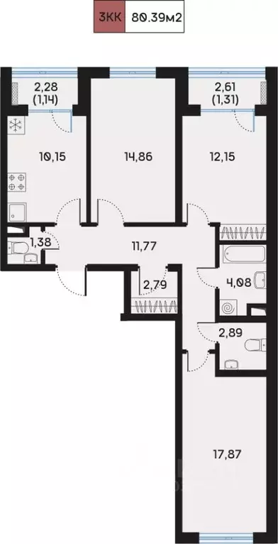 3-к кв. Санкт-Петербург 7-я Васильевского острова линия, 84 (80.39 м) - Фото 0