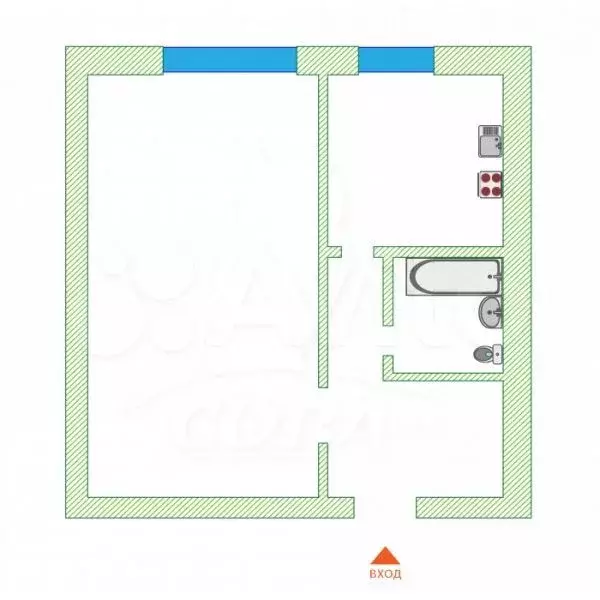 1-к. квартира, 29,2 м, 7/9 эт. - Фото 0