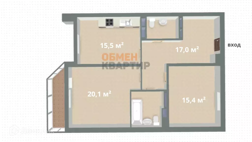 Продаётся 2-к квартира, 77.4 м - Фото 1