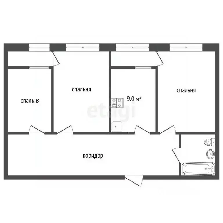3-к кв. Севастополь ул. Горпищенко, 143к5 (85.0 м) - Фото 2