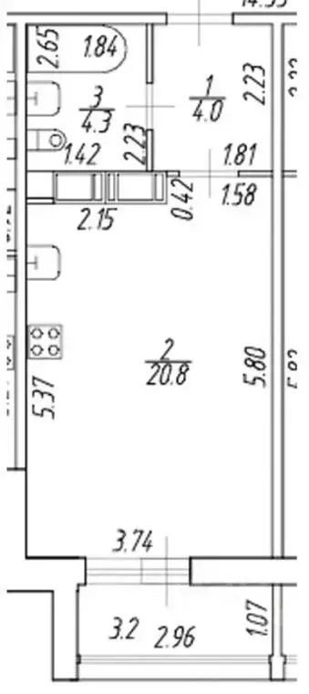 Студия Ленинградская область, Мурино Всеволожский район, просп. ... - Фото 2