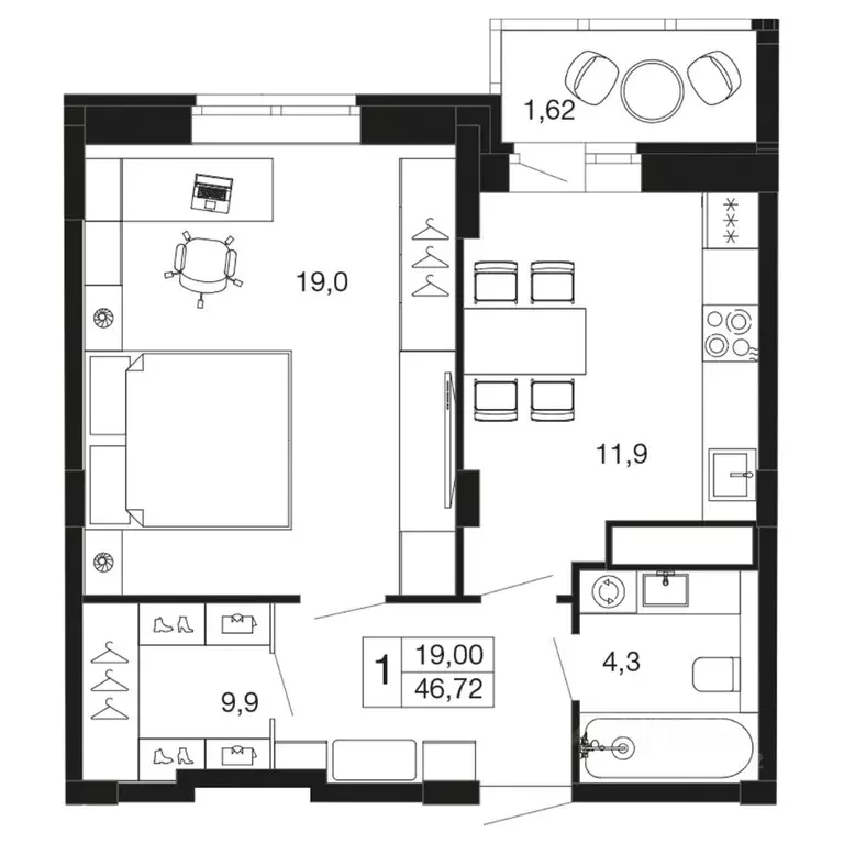 1-к кв. Московская область, Апрелевка Наро-Фоминский городской округ, ... - Фото 1