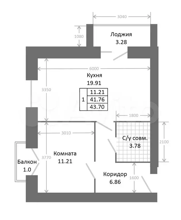 2-к. квартира, 44 м, 7/9 эт. - Фото 0