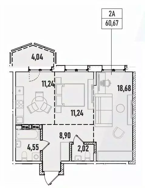 2-к кв. Иркутская область, Иркутск Донская ул. (60.67 м) - Фото 0