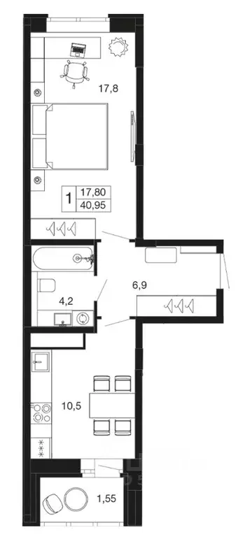 1-к кв. Московская область, Апрелевка Наро-Фоминский городской округ, ... - Фото 1