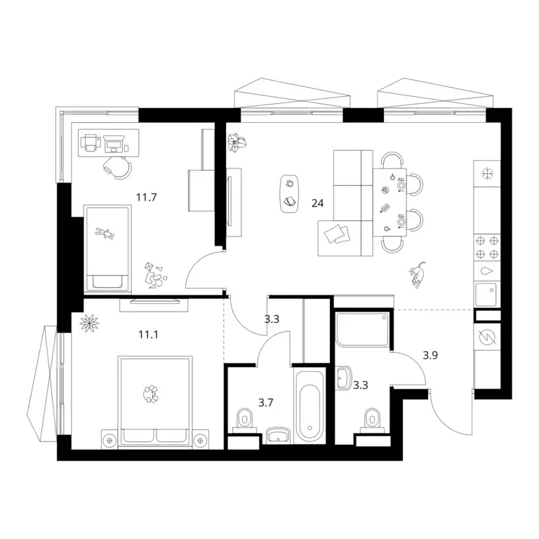 2-к квартира, 61 м - Фото 0
