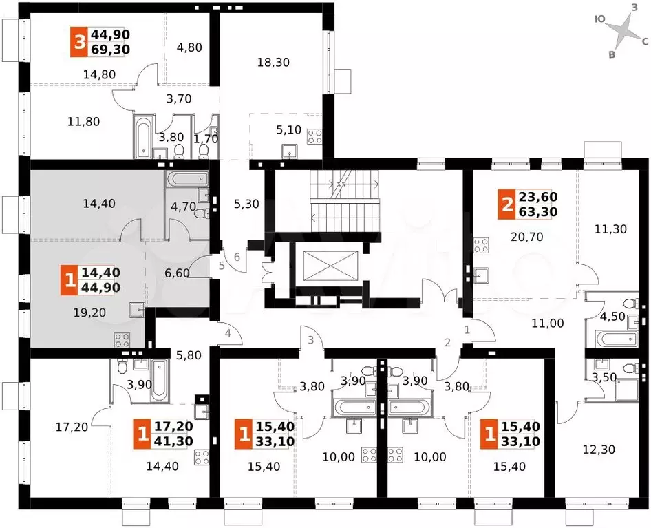 2-к. квартира, 44,9 м, 2/5 эт. - Фото 1