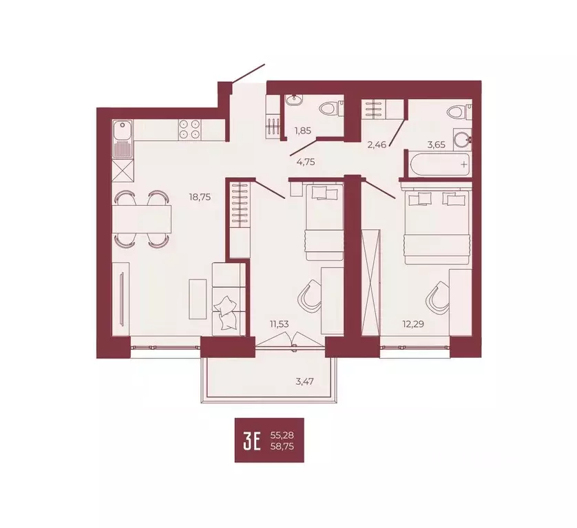 3-к кв. Пензенская область, Пенза ул. Тепличная, 55 (58.75 м) - Фото 1