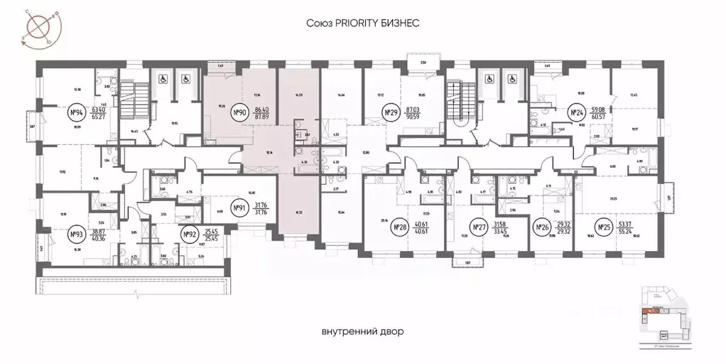 3-к кв. Иркутская область, Иркутск Макс жилой комплекс (87.89 м) - Фото 2