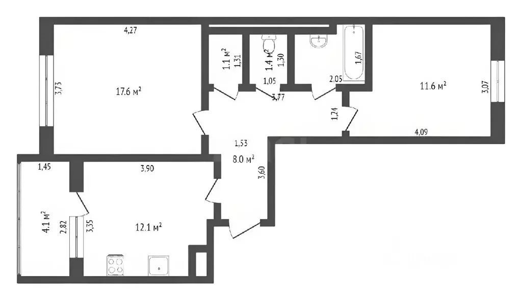 2-к кв. Ханты-Мансийский АО, Ханты-Мансийск Югорская ул., 13 (54.8 м) - Фото 1