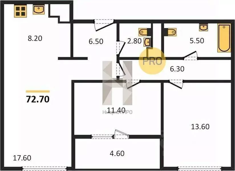 2-к кв. Новосибирская область, Новосибирск Новосибирская ул., 22 (70.7 ... - Фото 0