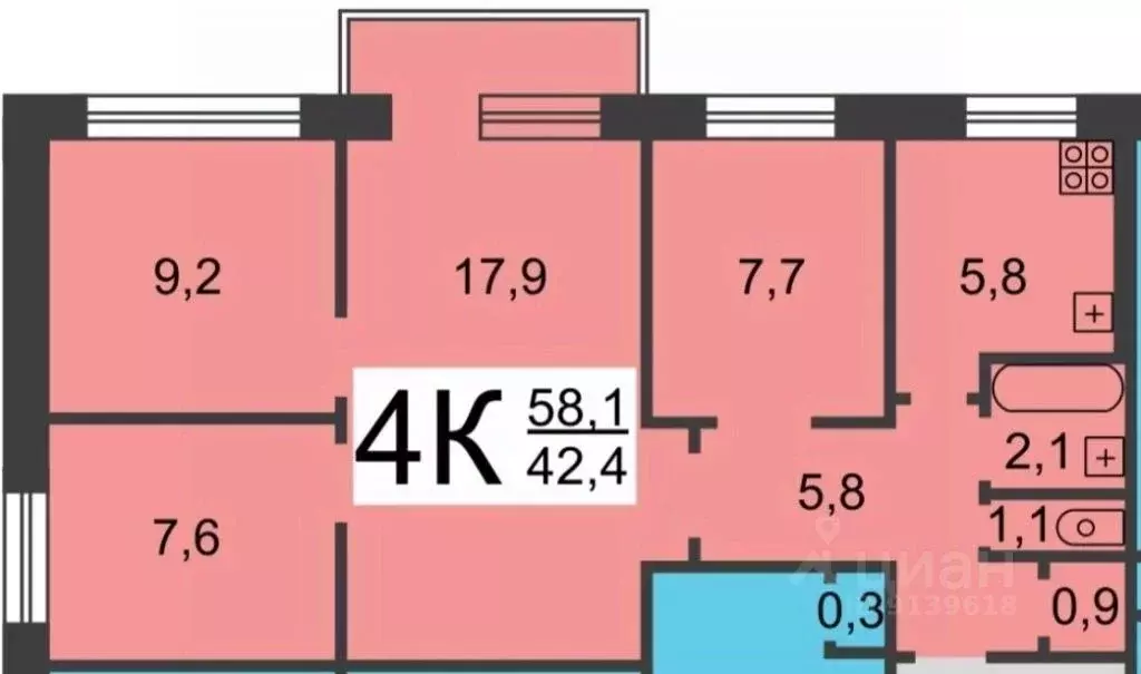 4-к кв. Нижегородская область, Кстово Зеленая ул., 7А (58.0 м) - Фото 2
