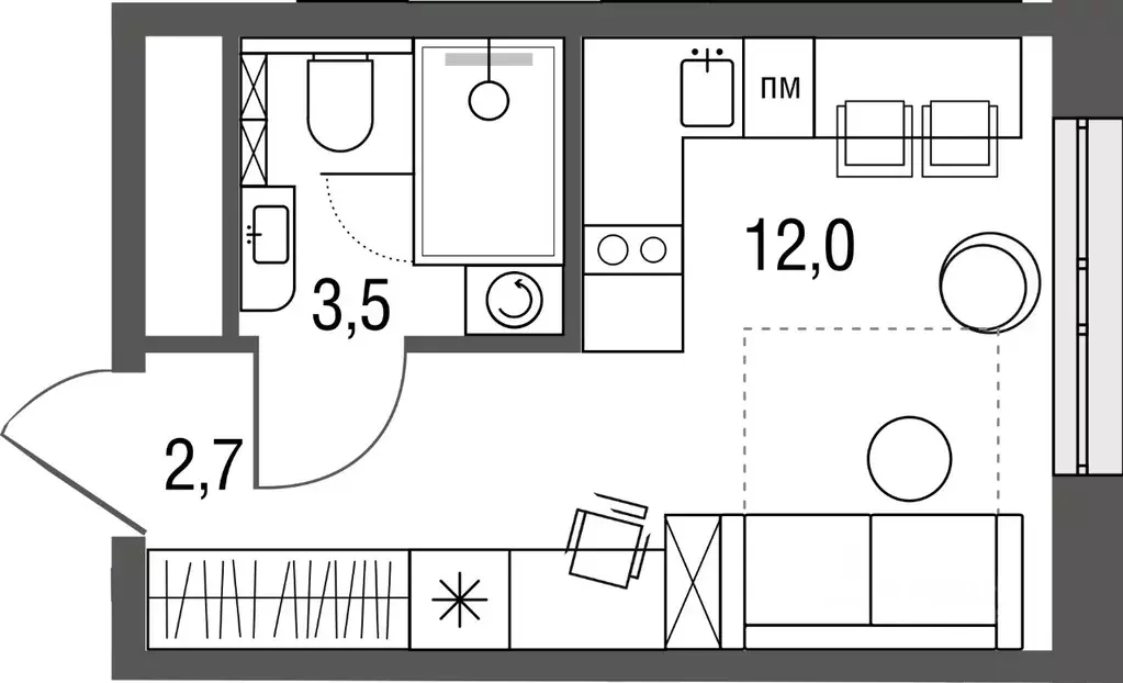 Студия Москва Тагильская ул., 2к1 (18.1 м) - Фото 0