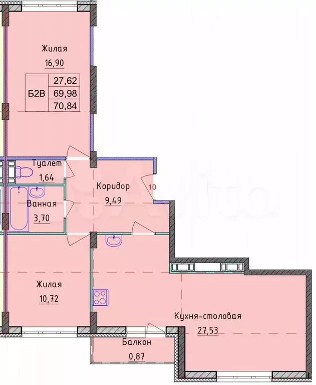 3-к. квартира, 70 м, 9/10 эт. - Фото 0