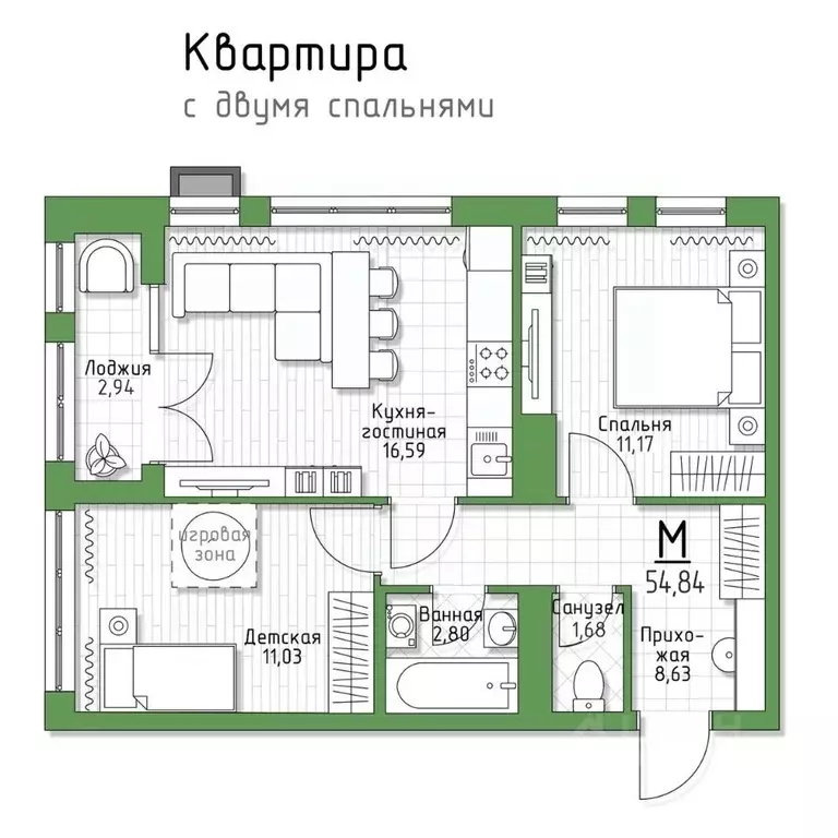 2-к кв. Тульская область, Тула городской округ, пос. Молодежный 5 ... - Фото 0