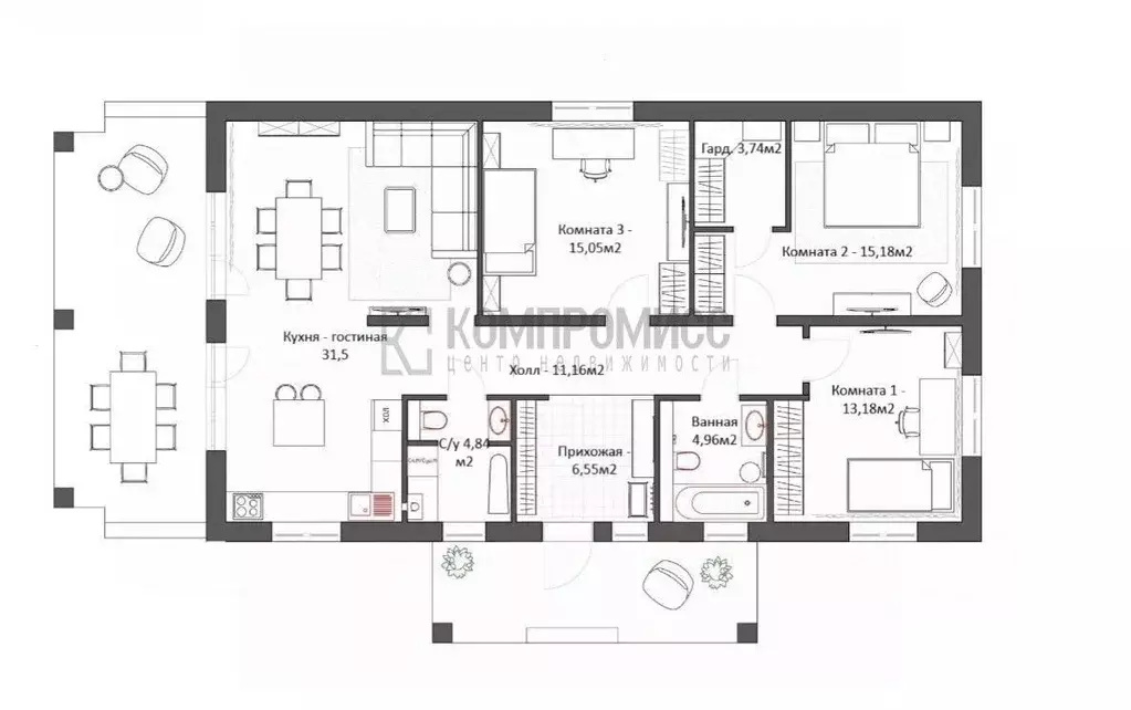 Дом в Адыгея, Тахтамукайский район, Козет аул Центральная ул., 17 (115 ... - Фото 2
