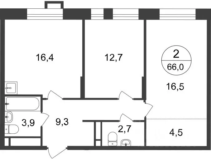 2-к кв. Москва, Москва, Московский г. ул. Лаптева, 9 (66.0 м) - Фото 0