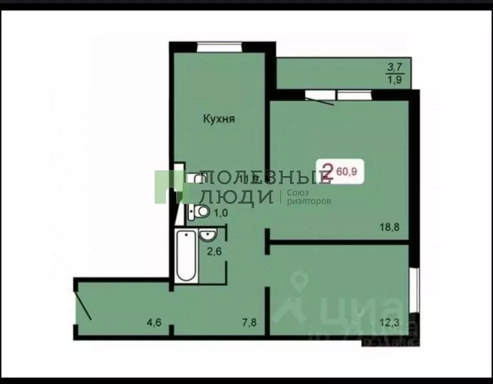 2-к кв. Красноярский край, Красноярск Судостроительная ул., 31В (60.0 ... - Фото 2