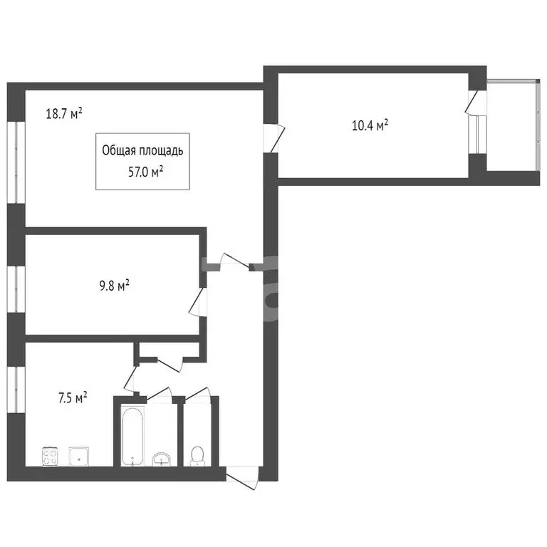 3-комнатная квартира: Томск, Иркутский тракт, 118 (57.2 м) - Фото 1