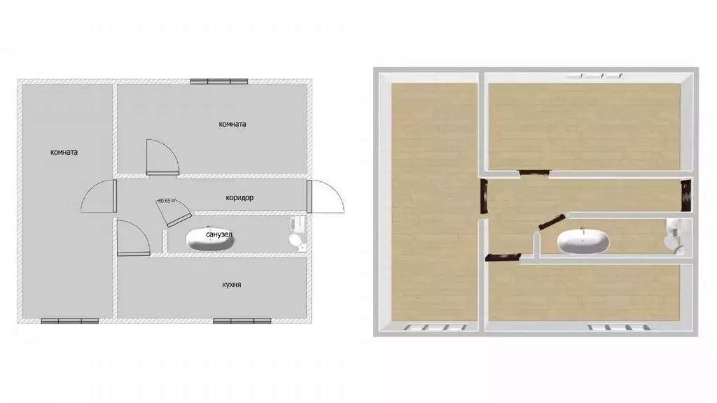 2-к кв. Ленинградская область, Волхов ул. Марата, 8 (60.0 м) - Фото 1